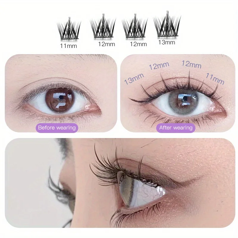 New European and American striped box cotton stem devil false eyelashes segmented cross hair transplant eyelashes