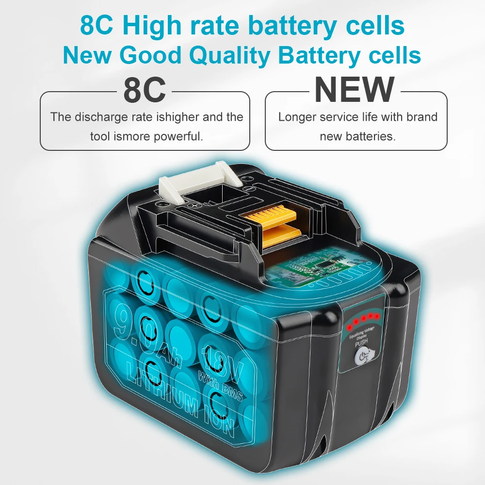 Camason 9Ah Makita 18V Battery For MAKITA Power Tools Replacement Accessories BL1890 18 v Li-ion Rechargeable batteries Pack