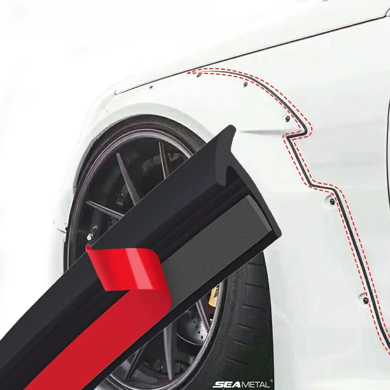 Car Rubber Seal Strip for Fender Flare Arch Small Slanted T-Type Seal Edge Gap Strips Waterproof Soundproof Protection