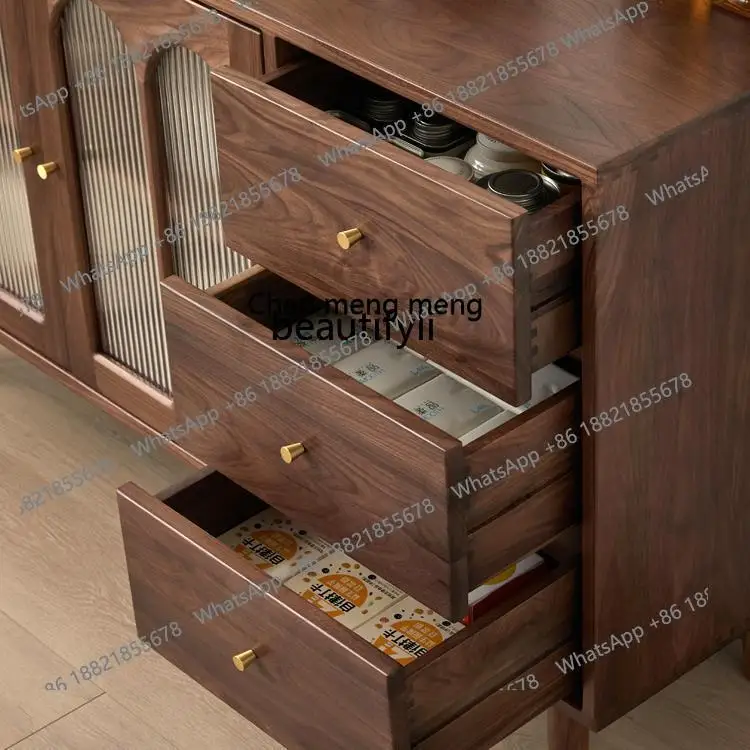 X North America Sideboard Modern Simple Solid Wood Tea Cabinet Natural Wood Vintage Style Living Room Storage Cabinet