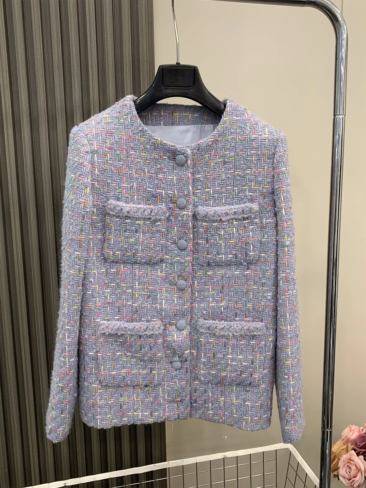 YY BOLIN Abrigo de lana premium para mujer, cuello redondo, morado aceituna, talla pequeña, estilo francés, ropa de abrigo para el día a día