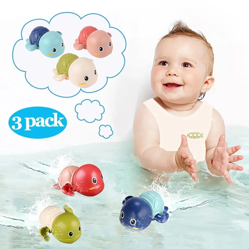 

3 Pack Bath Toys Cute Swimming Turtle Animal Floating Wind Up Bathtub Preschool Toddler New Born Infant Water Pool