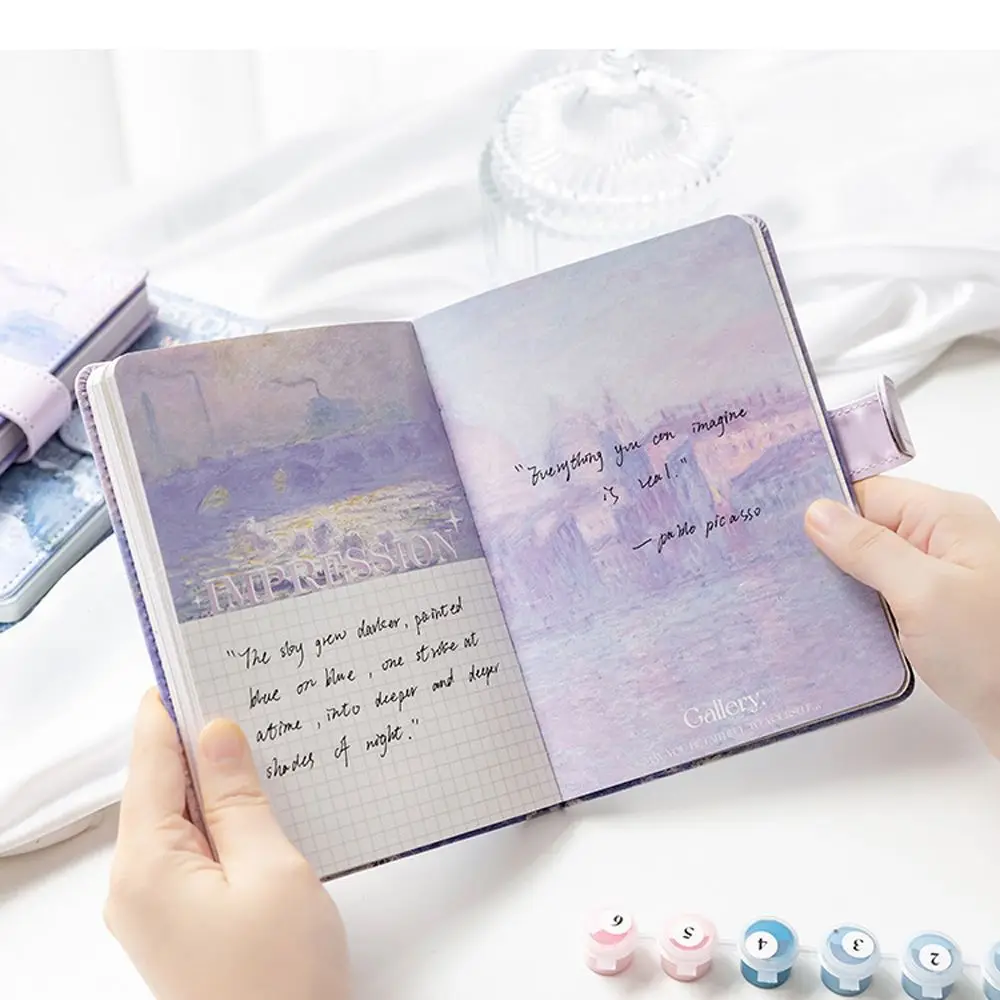 Creativity Creative Magnetic Buckle Oil Painting Writing Pads Landscape DIY Scrapbook Notepad Scenery Notebook Handbook