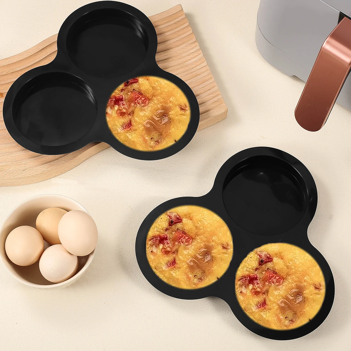 Air Fryer Accessories,Non-Stick Muffin Pans Egg Pans for baking,Air Fryer Egg Molds,Pancake Mold,Hamburger Bun Pan, 9 inch