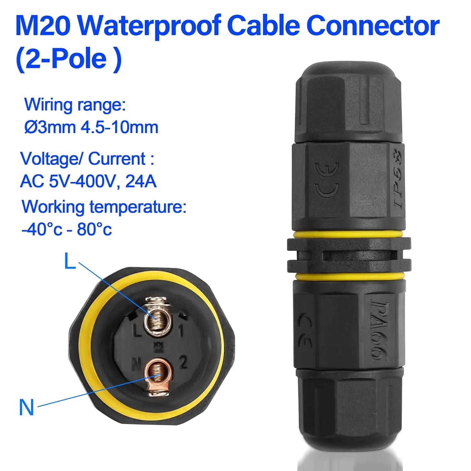 YXY IP68 M20 Waterproof Cable Connector 2/3/4/5 Pin Screw Wiring Wire Connectors for Electrical Light Junction Box