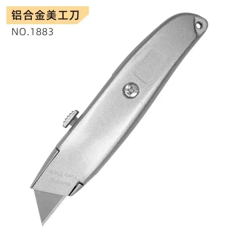 高級伸縮式アルミ製ユーティリティナイフ、安全ロック付き金属製ボックスカッター、オフィス、倉庫、家庭用カートンオープナーツール