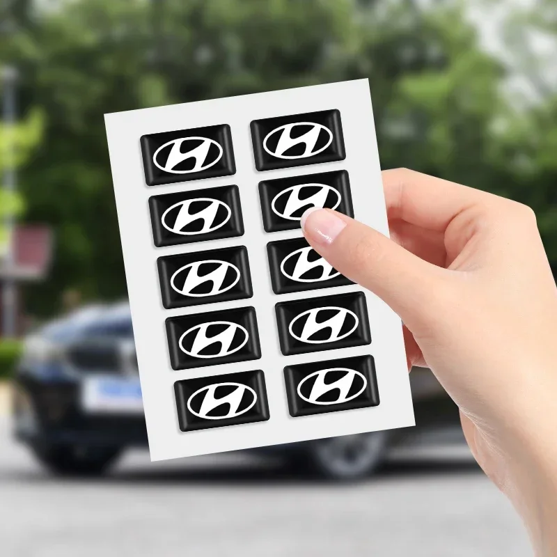 3D Epoxy Resin Emblem Stickers Decals Interior Auto Accessories For Hyundai i30 i20 i10 i20 Tucson Elantra Veloster Sonata view 5