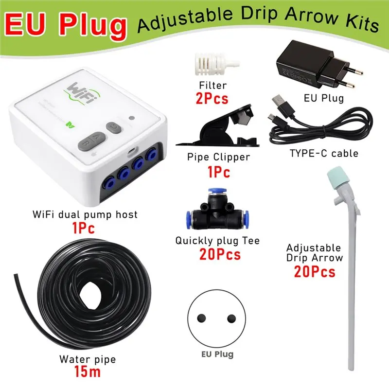 WIFI Smart Dual Pump Automatic Watering System Irrigation EU PLUG Phone Remote Control For Balcony Flower Garden Potted Plants