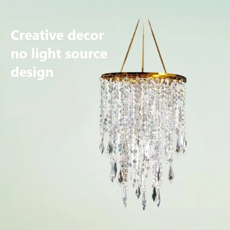 Acrylic Crystal Chandelier Lamp Shade Sparkling Beaded Pendant Ceiling Light Cover for Bedroom Home Decor Wedding
