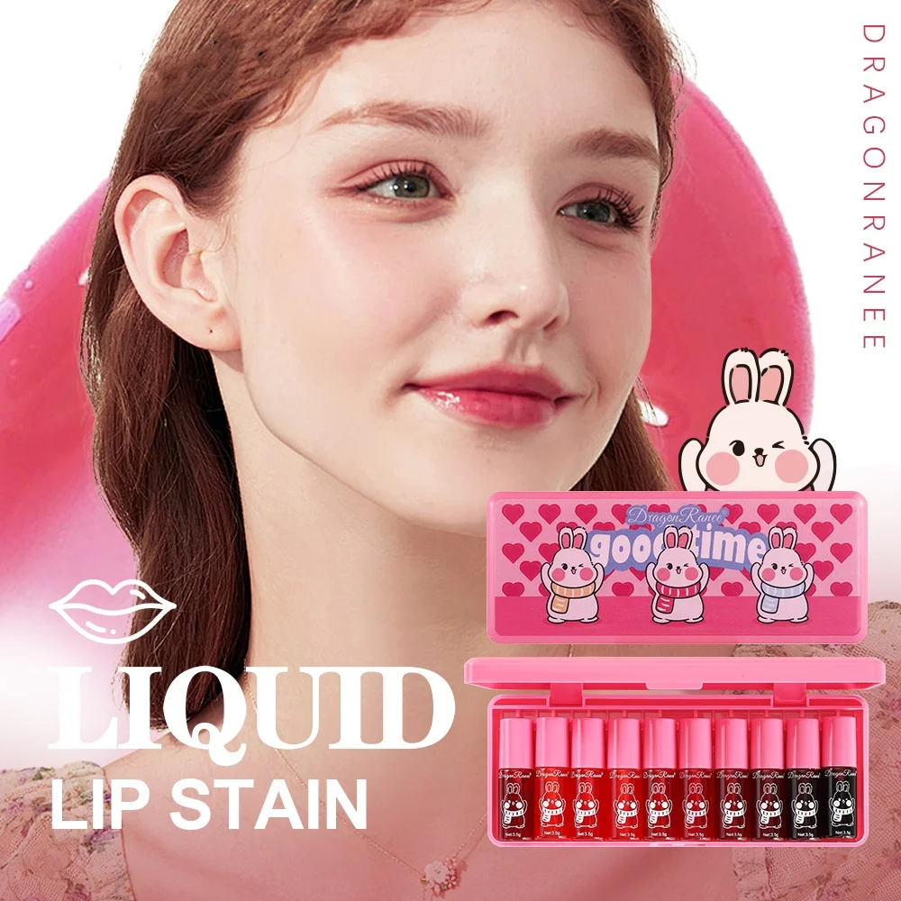 Ten Lip Glaze Set, Mirror Water Gloss, Rich, Whitening, Complexion Lipstick, Moisturizing, Non-Stick, Long-Lasting Lip Glaze