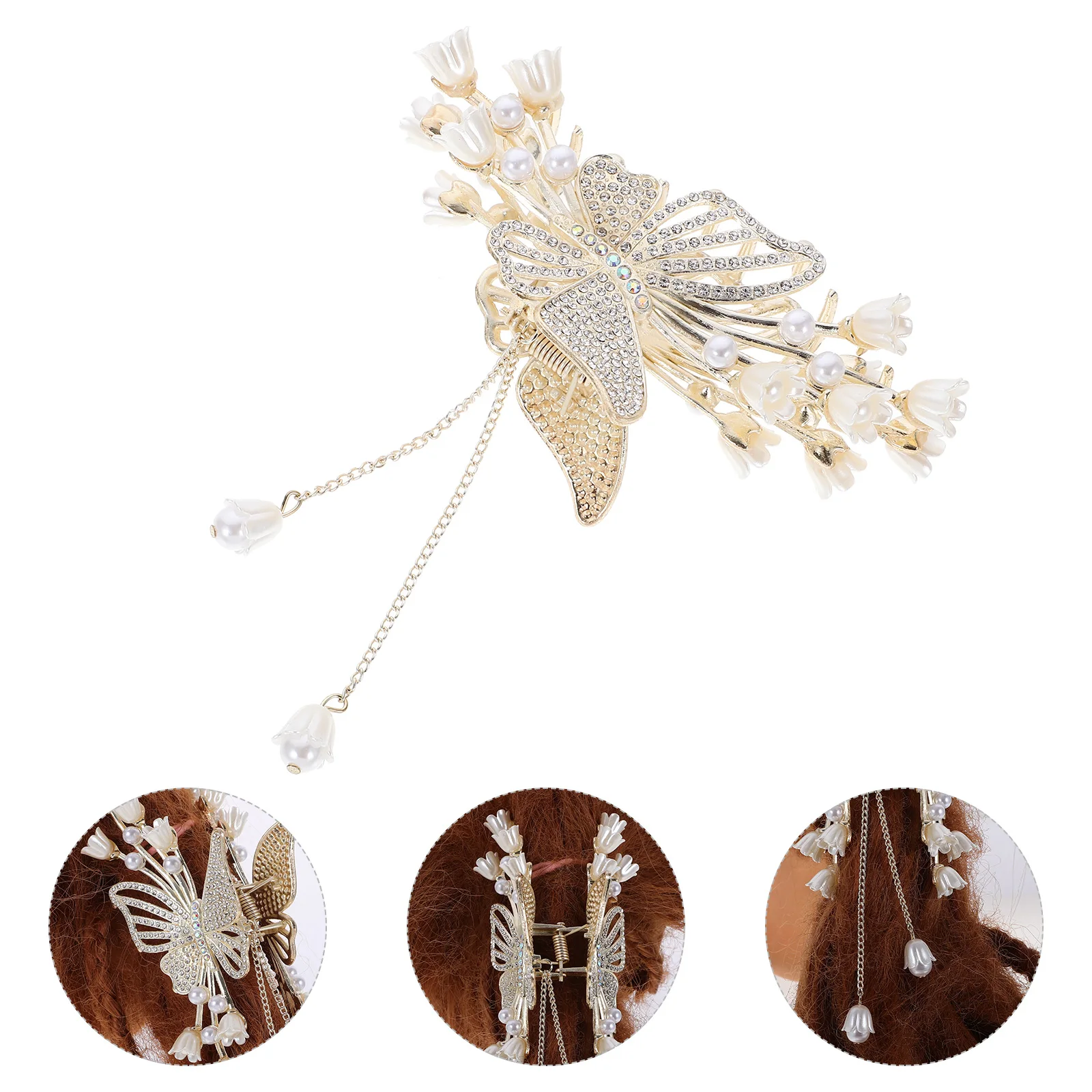 

Metal Hairpin Rhinestone Claw Clips Pearl Design for Thick Hair Girls Styling Headgear Accessories Mini Claw Hair for Women
