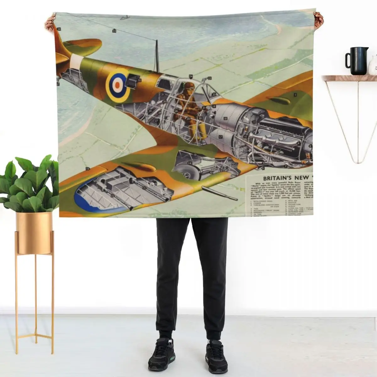 

RAF Spitfire Throw Blanket No Pilling Soft Warm Blanket for Bed