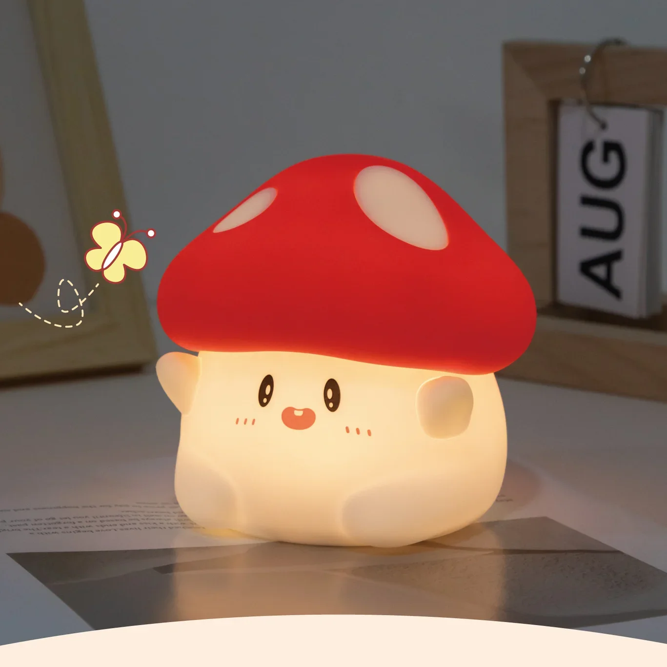 Mushroom Nightlight USB Charging With Two Brightness Levels, Silicone Patting Light Cute Bedhead Timer LED Atmosphere Light