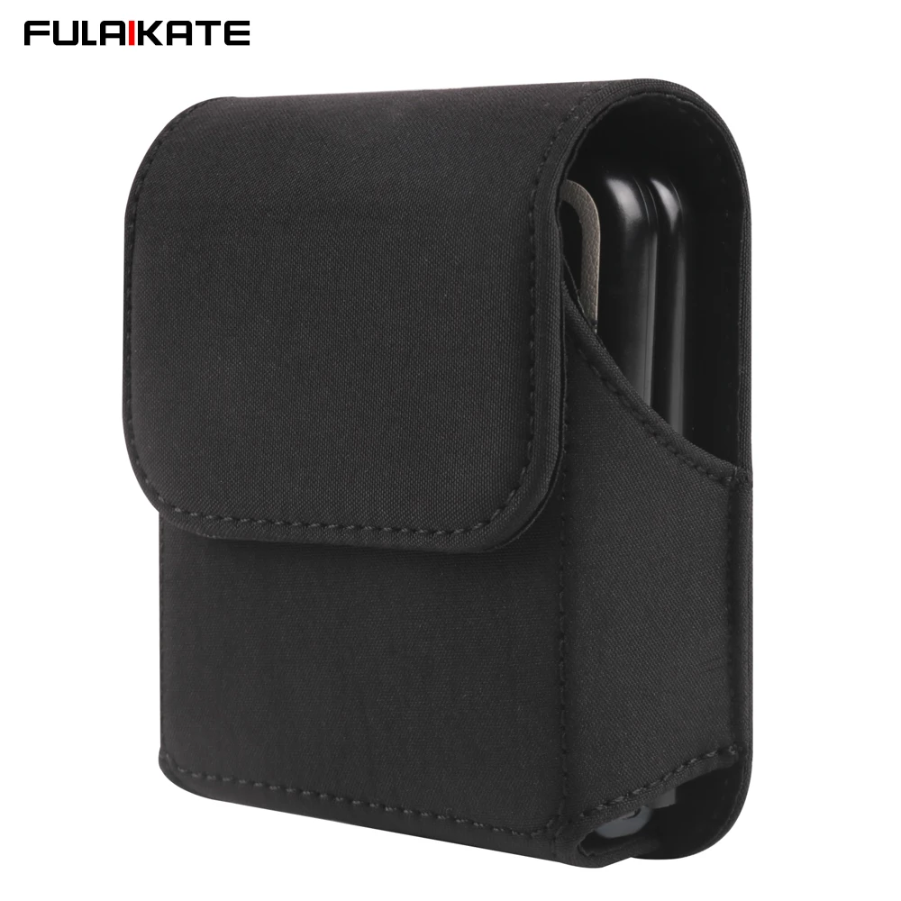 FULAIKATE Nylon Folding Screen Phone Bag for Samsung Galaxy Z Flip3 5G Waist Pouch for Motorola RAZR Huawei P50 Pocket Holster