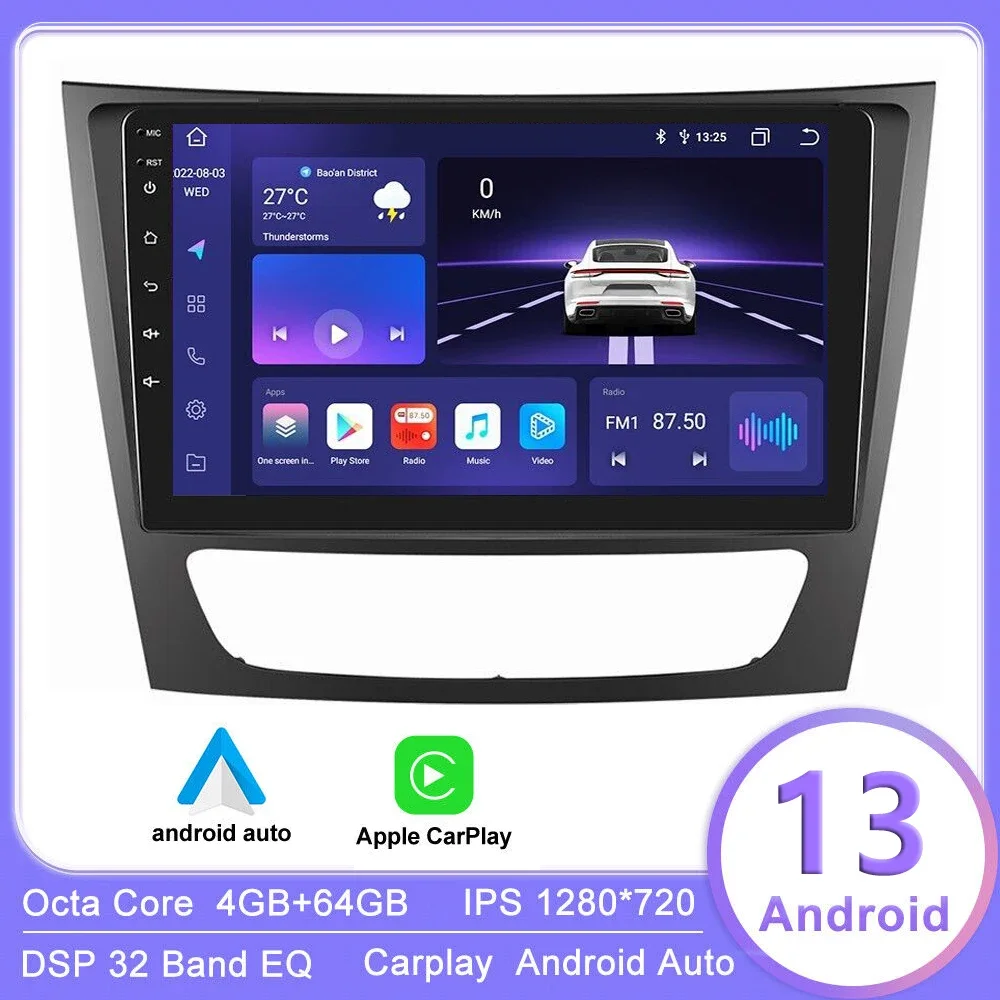 

Автомагнитола 2Din Android 13 для Mercedes Benz E-class E Class W211 E200 CLS 2002 2003 2004-2010, мультимедийный видеоплеер, навигация