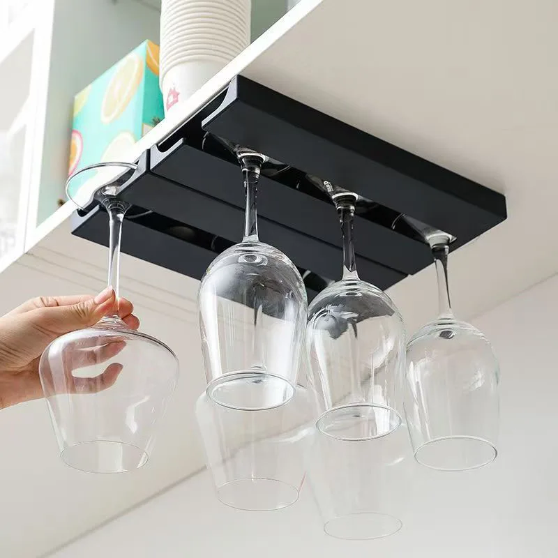 Soporte colgante para copa de vino, armario de cocina, soporte de perforación gratis, organizador de clasificación de copas multifunción