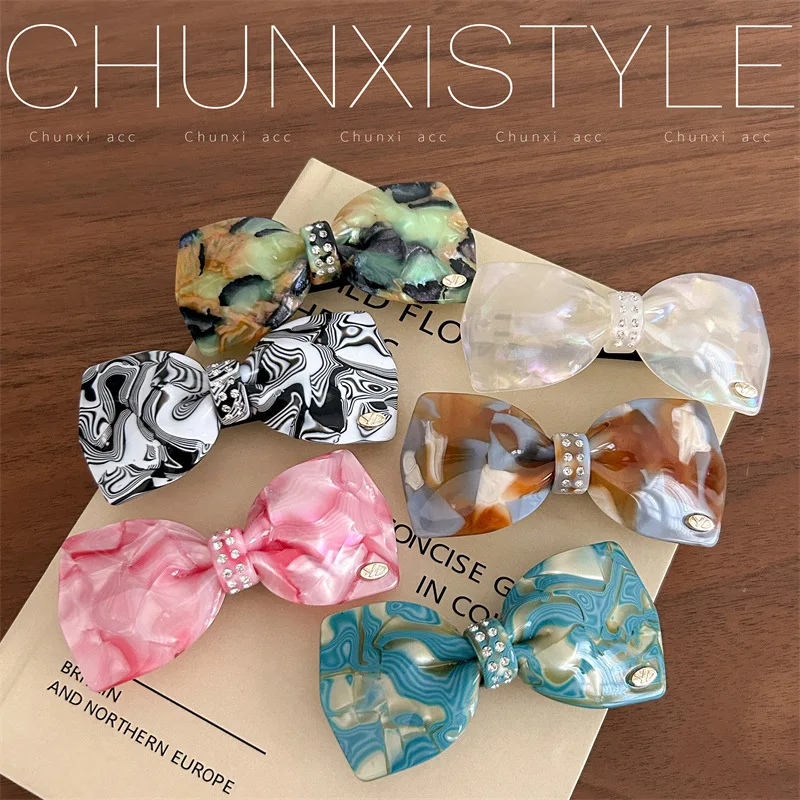 

Iridescent Ombre Acetate Hair Clip for Women Lightweight Bow Spring Barrettes Non Slip Strong Hold Fashion Hair Accessories