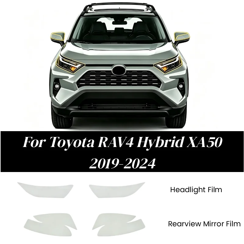 For Toyota RAV4 Hybrid XA50 2019-2024 TPU Pre‑Cut Headlight Rearview Protective Film Anti‑Scratch Repair Transparent Sticker