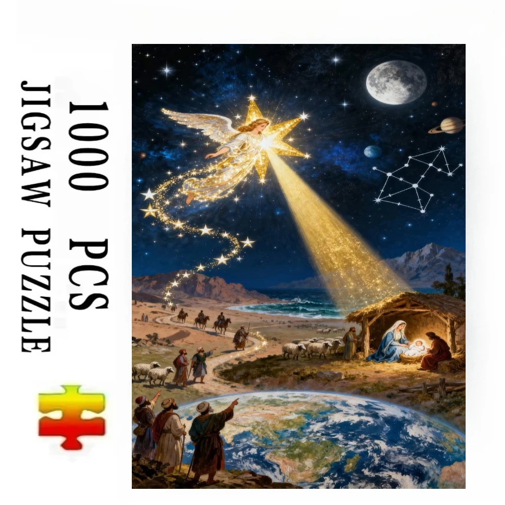 Nativity Scene Angel Starry Night Earth Jigsaw Puzzles 500/1000/1200/2000 PCS Wall Decor for Living Room Bedroom Gift No Frame