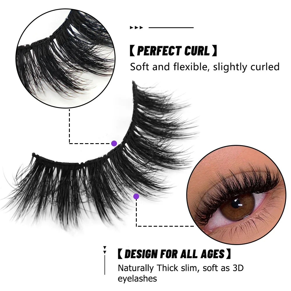 7 Pairs False Eyelashes 3D Natural Fluffy Thick Faux Mink Fake Lashes Light Soft Comfortable To Wear Eyelashes Extension Makeup