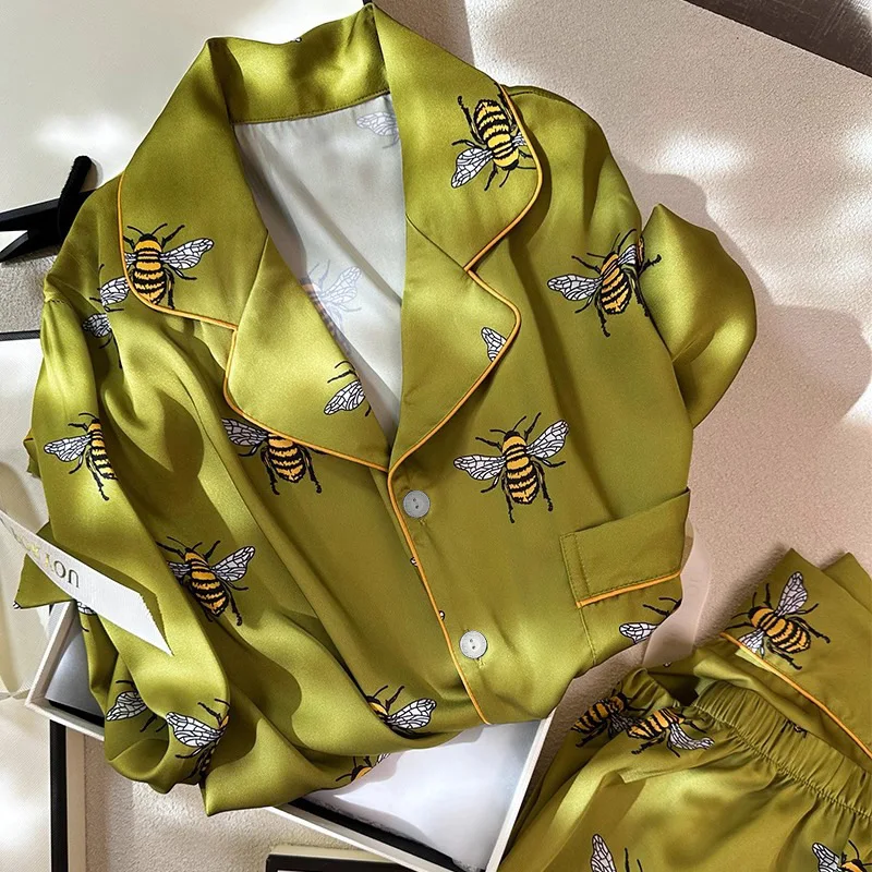 Pyjama Deux Pièces observateur et Luxueux en Satin pour Femme, Vêtement à Manches sulfavec Illustration de Petite équation, Idée Cadeau pour