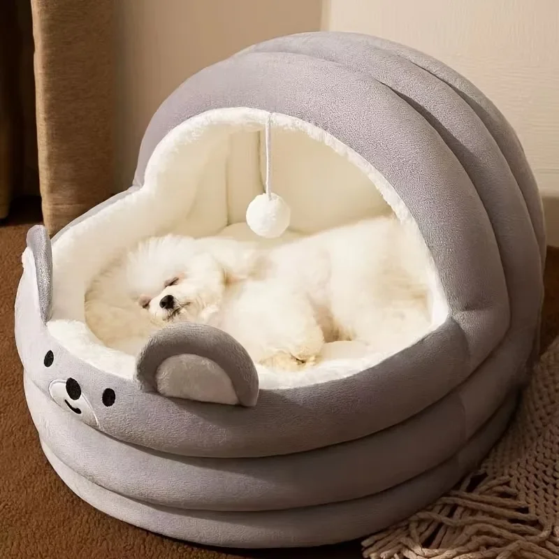 Super soft non-slip bed with hanging toy puppy bed with removable cotton pad to soothe pets sofa bed