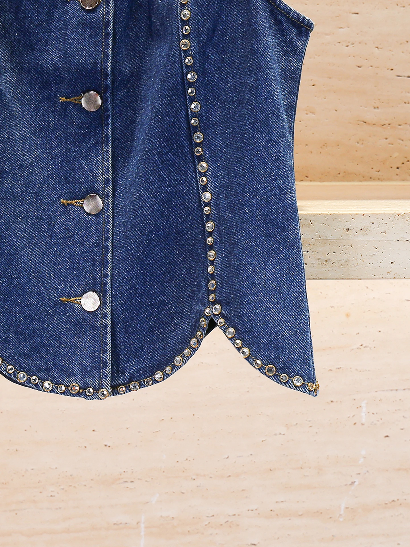 S Home South Oil الراقية المرأة الصيف تصميم تحسس الماس الجينز سترة علوية المرأة Faion تخفيف Sle ort طول #4