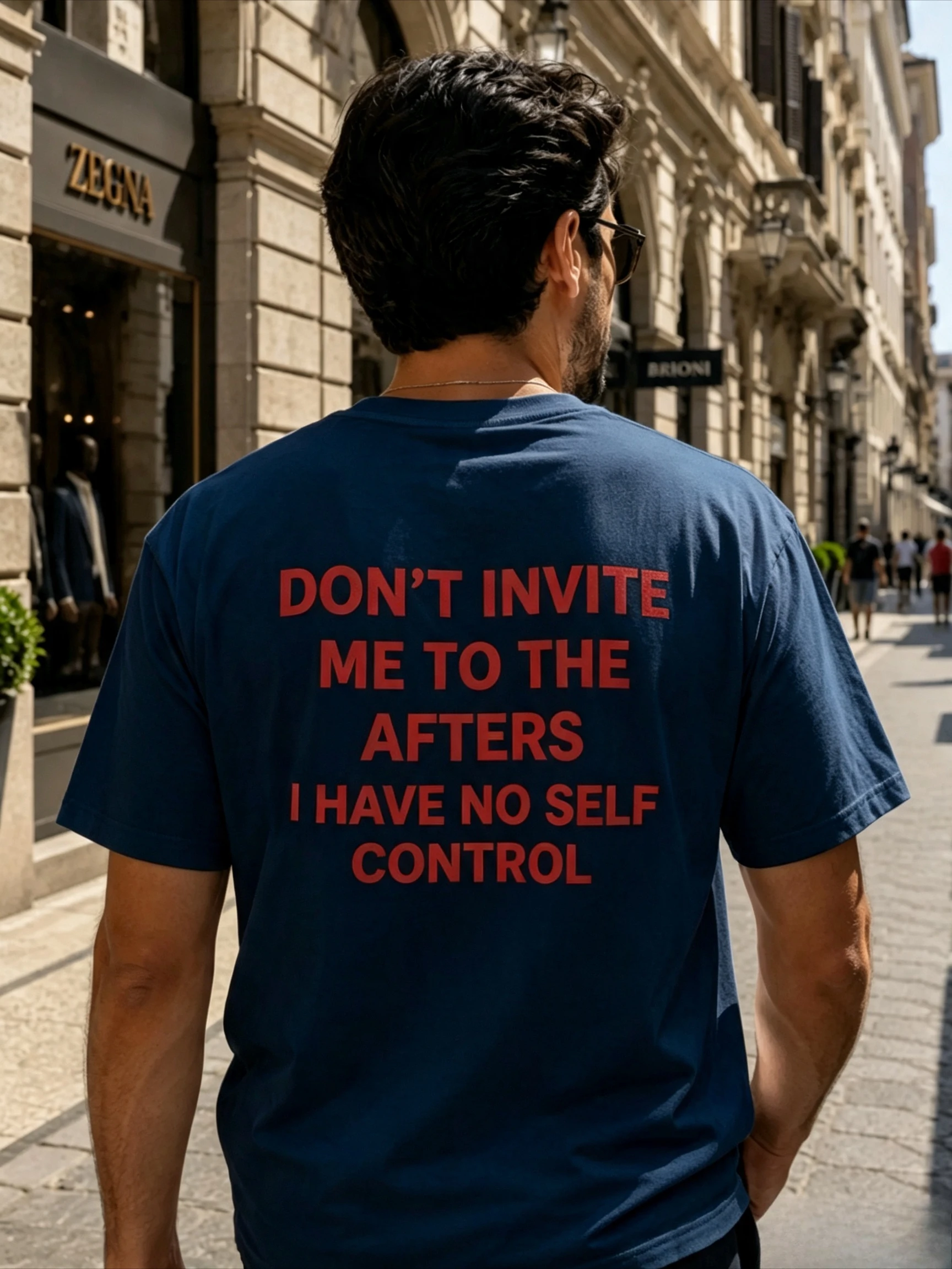 Don't Invite Me To The Party T-shirt. I Have No Self-control T-shirt. Funny Party Declaration T-shirt, Red Text Pattern T-shirt.