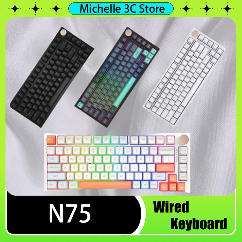 N75 Mechanical Keyboard 82Keys Wired Hotswap RGB Mechanical Keyboard Accessory For PC Gaming Keyboard 75%Layout Gasket Structure