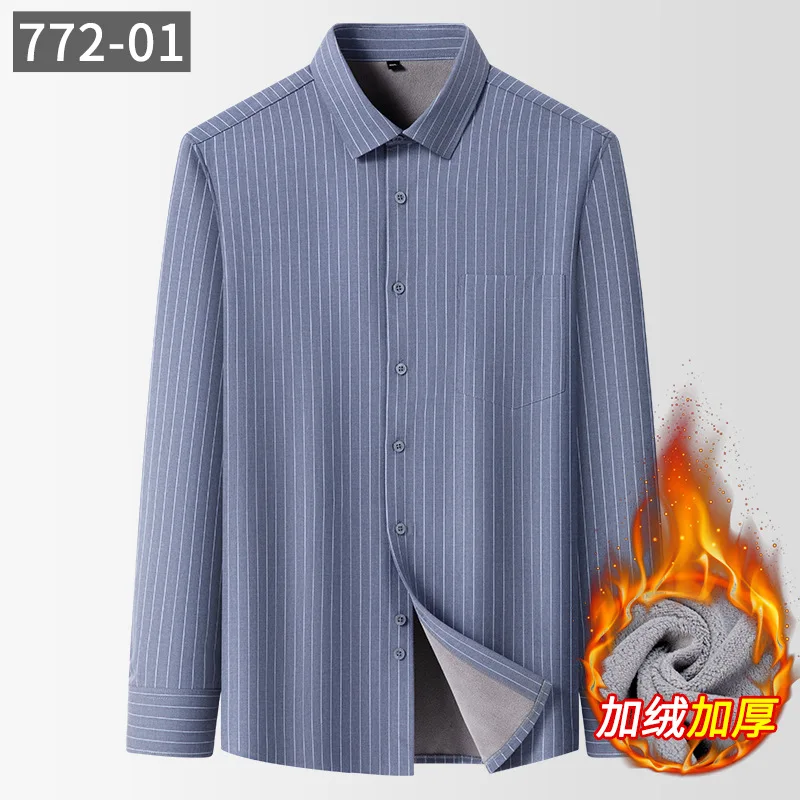 Men's Fleece Lined Plaid Dress Shirts Long Sleeve Warm Button Down Casual Winter Shirts