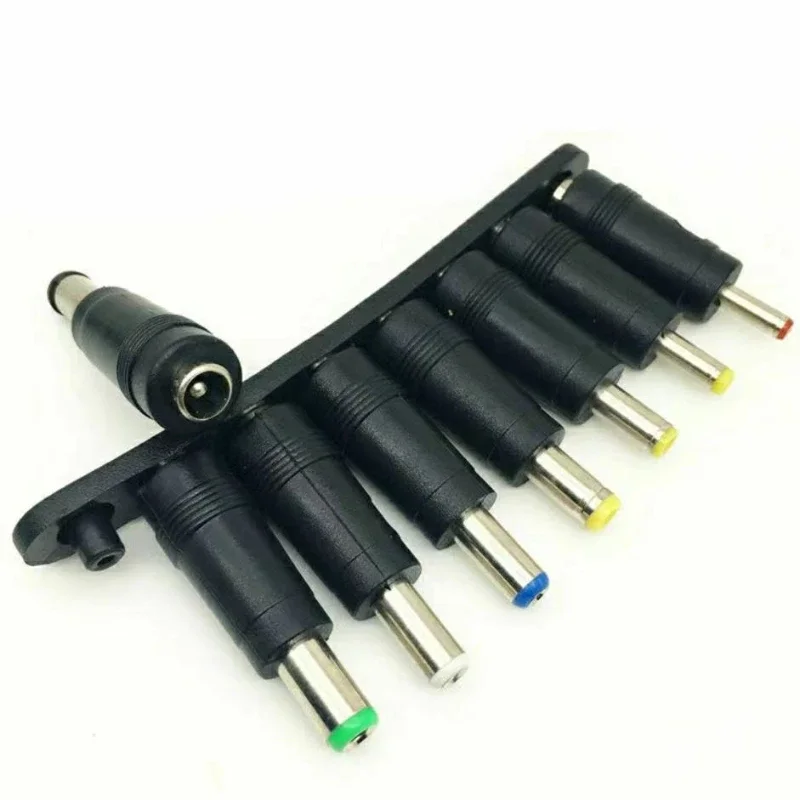 1Set DC Power Jack Female Plug 8-in-1 Adapter Connectors 5.5*2.1mm To 3.5/4.0/4.8/5.5/5.2/6.3/6.0 Male Tips Adaptor