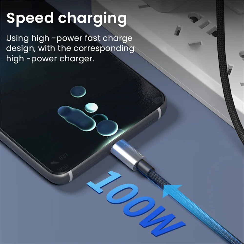 PD 100W Fast Charger Cable USB C to Type C Digital Display Fast Charging For iPhone 15 Type C Data Cable Cord for Huawei Xiaomi