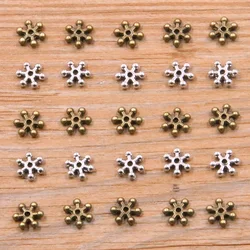 100Pcs 8mm Two Color Wholesale Retro Bead Caps Hollow Flower Pendants Jewelry Accessories DIY Receptacle Charms