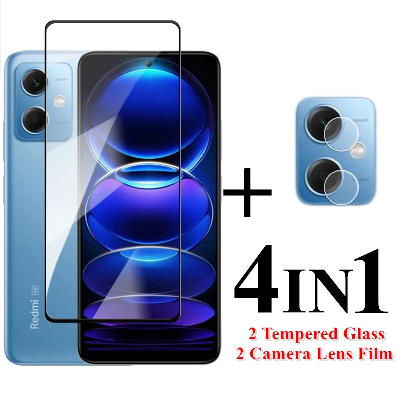 For Redmi Note 12 Screen Protector Full Cover Glass For Xiaomi Redmi Note 12 Tempered Glass Redmi Note 12 5G Lens Flim 6.67 inch