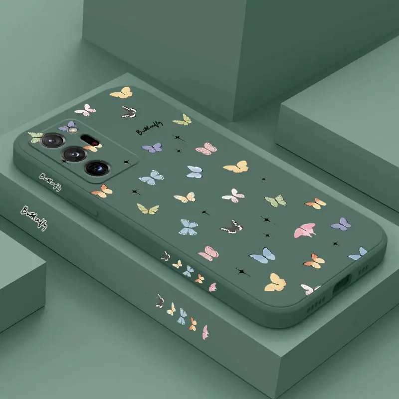 Note 20 Ультра яркий силиконовый чехол для телефона с бабочкой для Samsung Note 20 20Ultra 20Plus 10Plus 9 M33 M52 M14 M55 M54 M51 M15 Cover