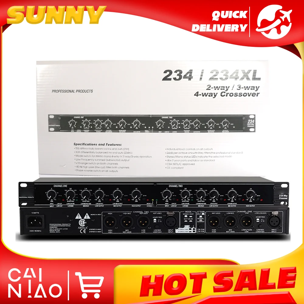 Crossover électronique 234XL 2/3/4 voies, équipement de sonorisation professionnel pour spectacles sur scène, pour basses fréquences numériques