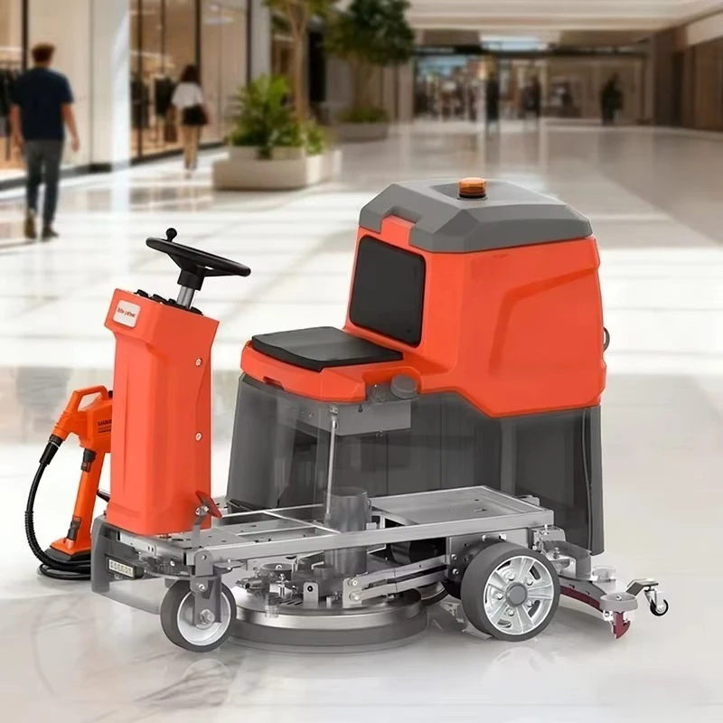 Electric Heavy-Duty R-X700D Ride-On Scrubber with Stainless Steel Frame and Dual Brake System 220V Superior Cleaning Performance