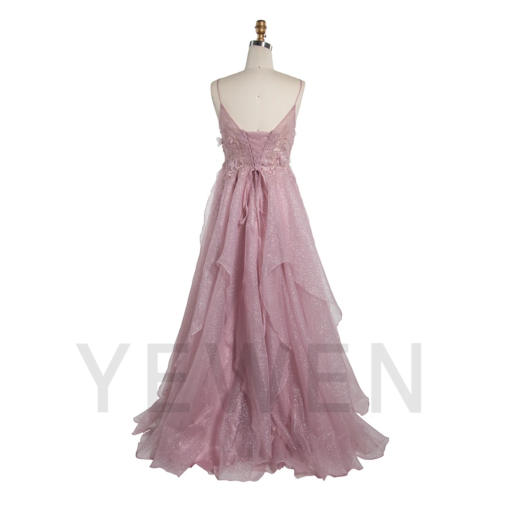 Vestido de baile elegante até o chão em tecido brilhante vestido de festa à noite B002