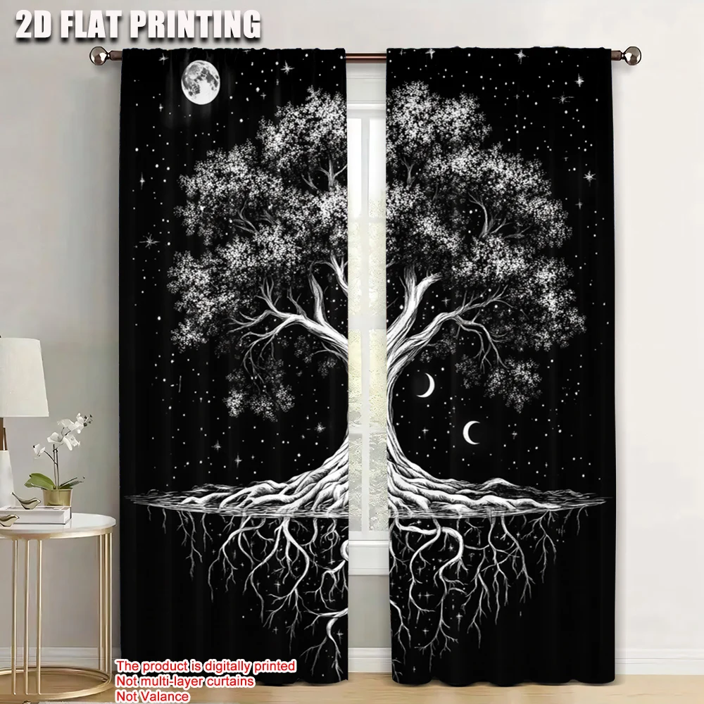 

2pc, Party Curtain The Tree of Life Machine Washable Fabric,Without Electricity Party Decorations for College dormitory