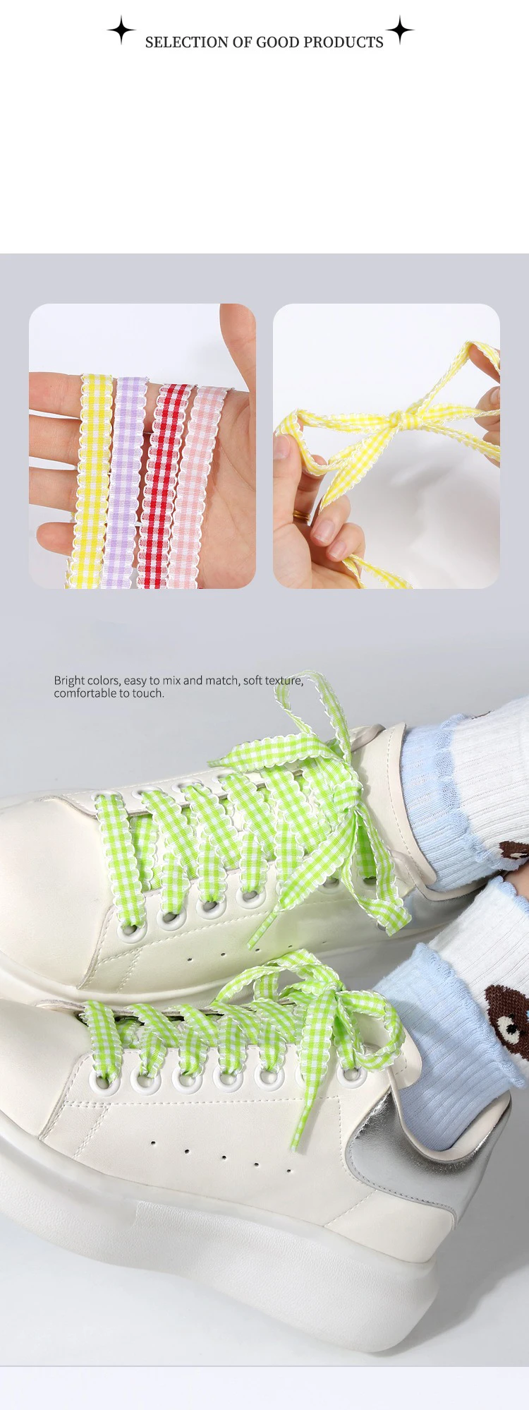 1 Paar karierte Schnürsenkel, flache Schnürsenkel für Sneaker, karierte Schnürsenkel, Ersatz für Schuhe. ﻿ – Detail 6