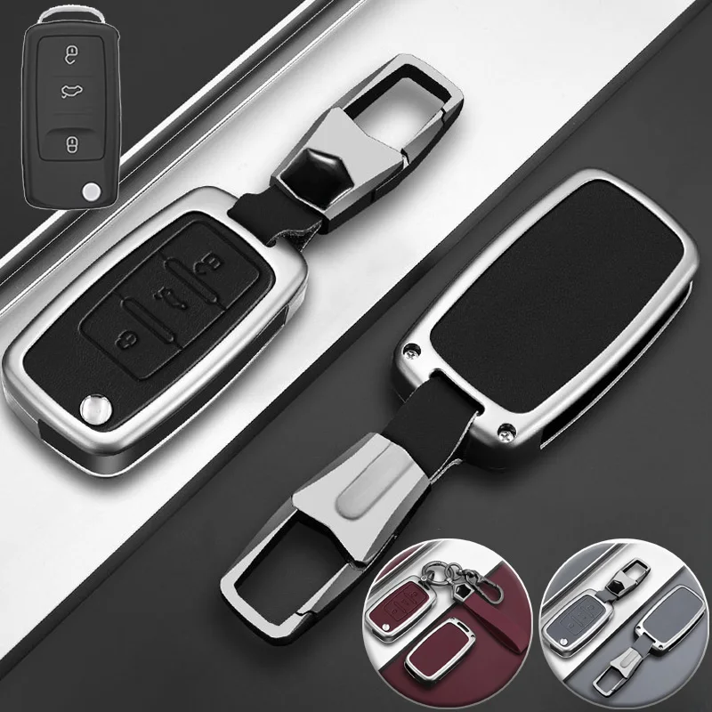 Zinc Alloy Leather Car Remote Key Case Cover Holder For VW Golf GTI Jetta Passat Beetle Tiguan CC EOS MK4 MK5 R32 Rabbit Touareg