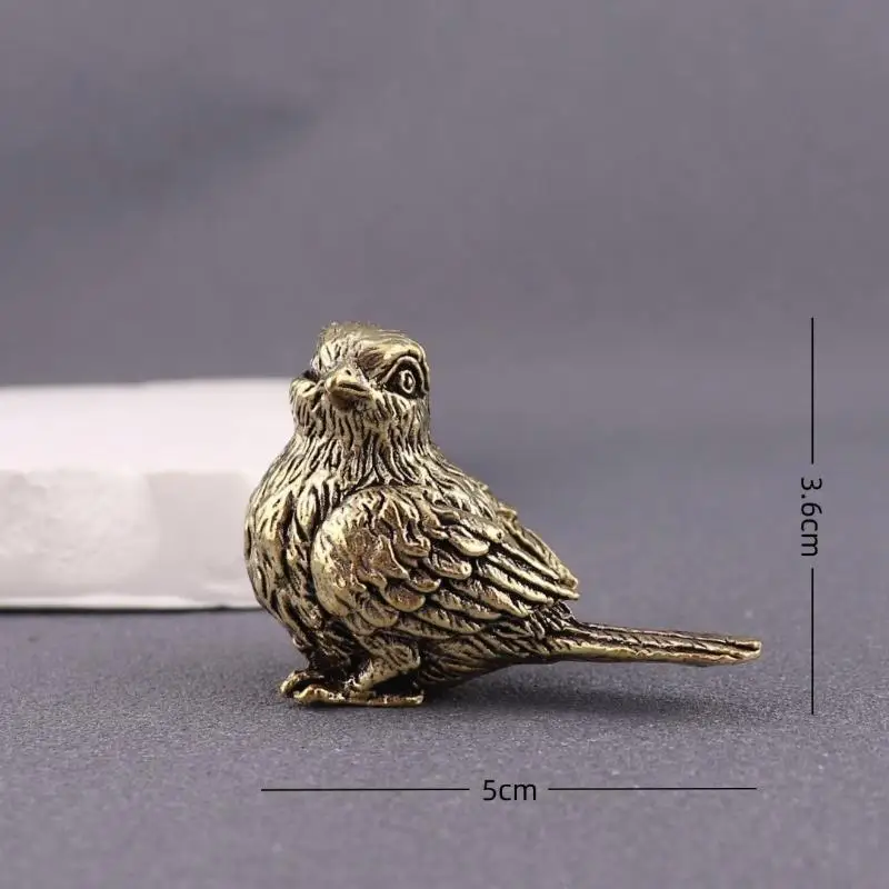Small Sparrow Statue Metal Brass Tea Pet Table Ornament Home Decoration Accessories Retro Bird Animal Figurines Miniatures Craft view 6