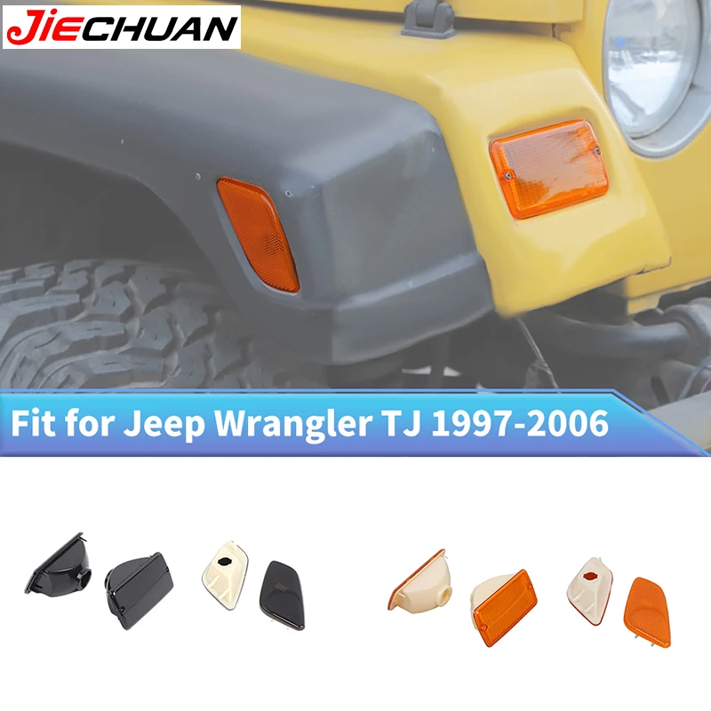 

JIECHUAN Car Front Bumper Turn Signal Light Front Fender Side Marker Light Shell trim Cover Fit For Jeep Wrangler TJ 1997-2006