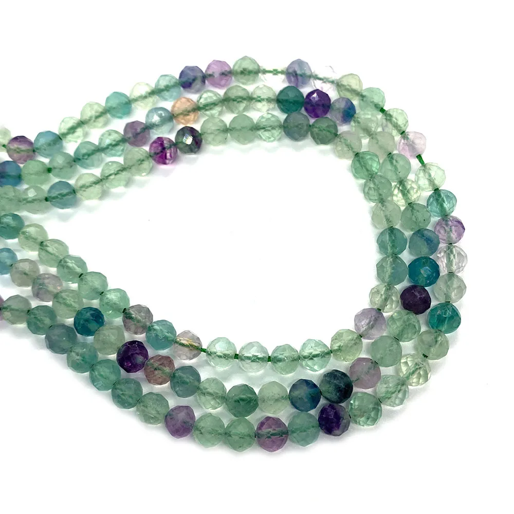 

Natural Stone Faceted Round Beads Green Fluorite Semi-Precious Bead Elegant Ladies Jewelry DIY Bracelet Necklace Earring Jewelry