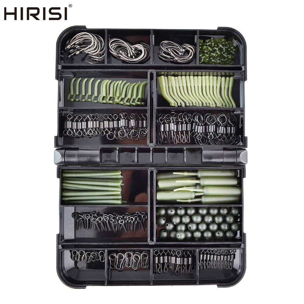 420x Carp Fishing Tackle Kit in Box Fishing Swivels Snaps Rubber Anti Tangle Sleeves Hook Stop Beads Fishing Accessories XP-800