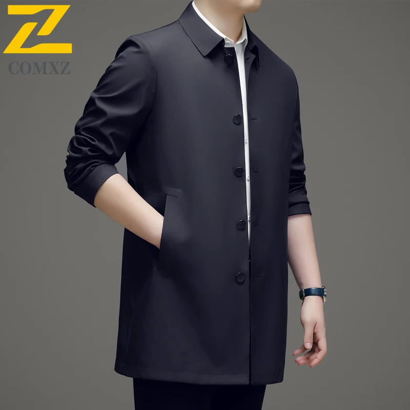 Male Versatile Trench Coat Loose Fit Business Casual Windproof Outerwear Premium Comfort Lightweight Spring Autumn Mens Clothing