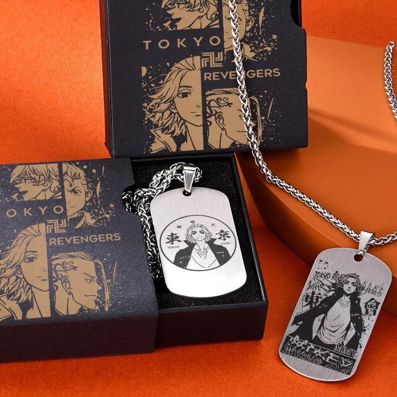 

Tokyo Revengers anime peripherals necklace pendant Manjiro Sano titanium steel military pendant men's and women's holiday gift