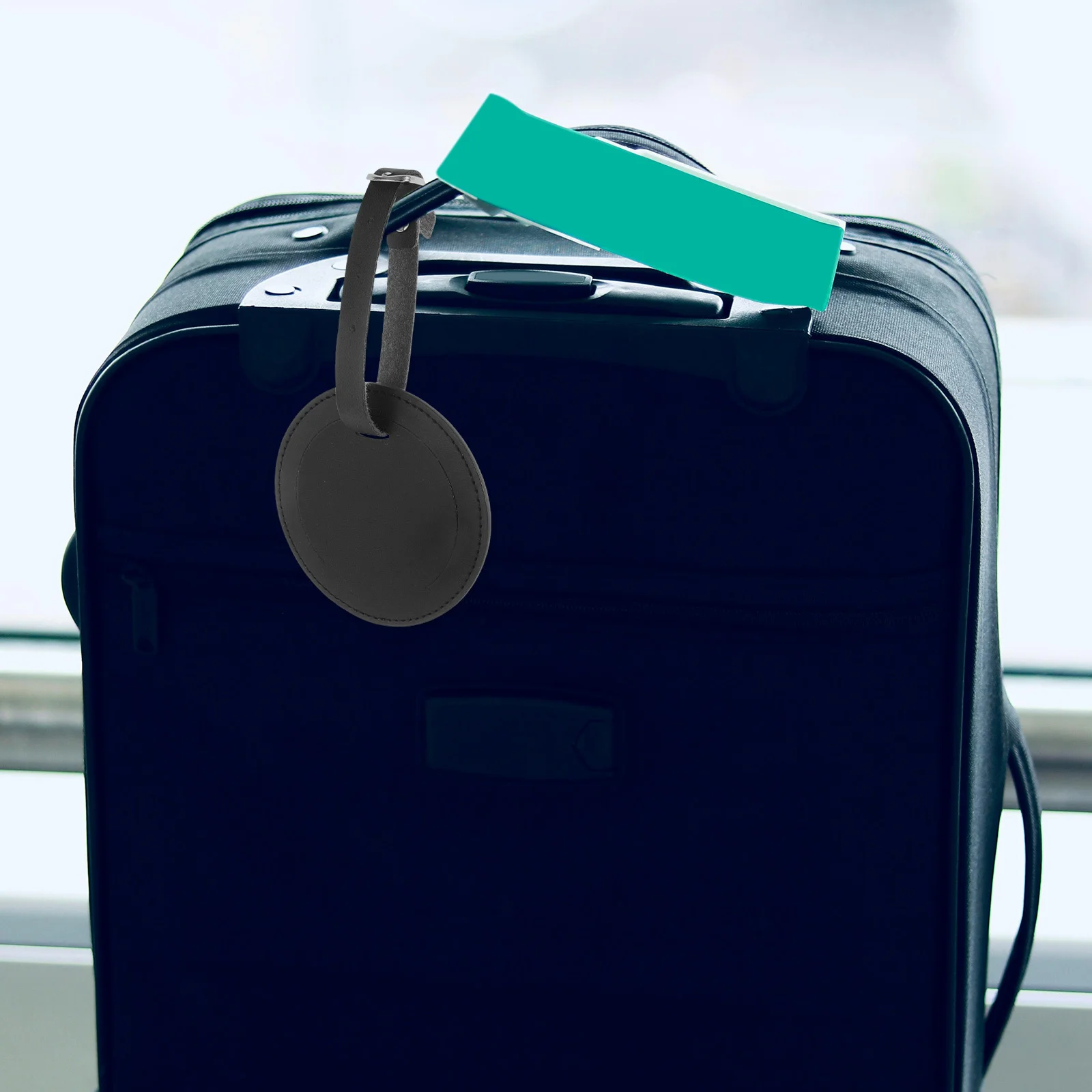 

Черные круглые багажные бирки из искусственной кожи, прочный чемодан, идентификационные бирки, дорожная сумка, багажные этикетки, держатель для визитных карточек