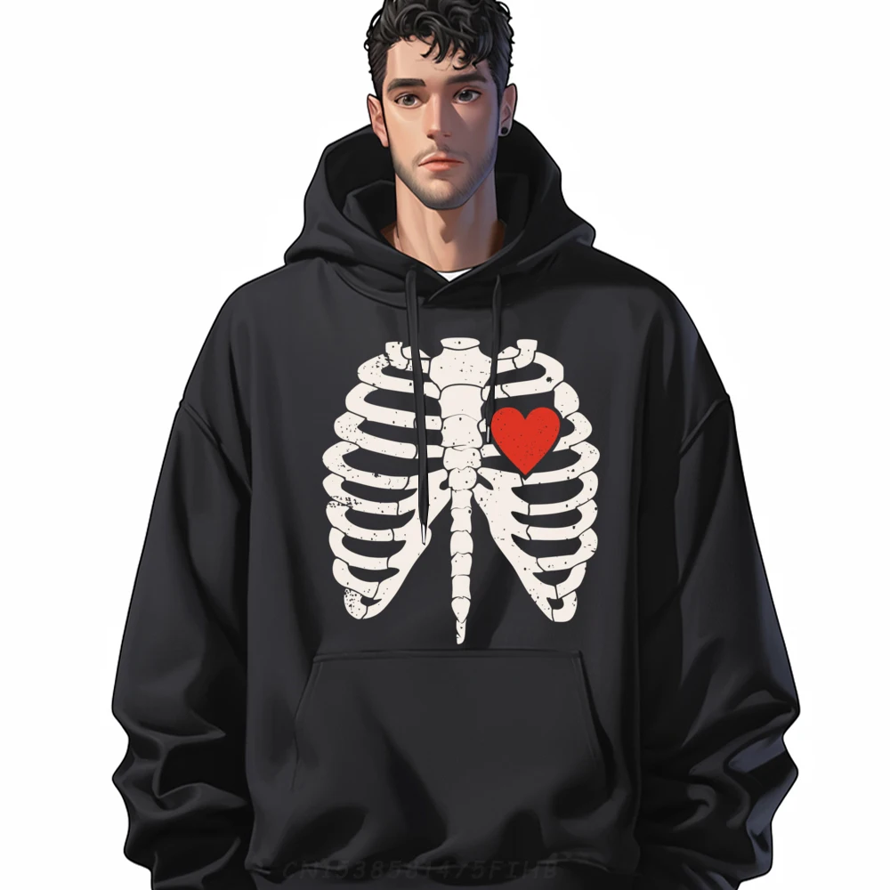 

Halloween Skeleton Rib Case Red Heart Anatomy Costume Funny White Hoodies Men Long Sleeve Hoodie Men Lovers Day