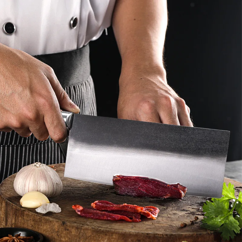 Hand Forged Chinese Slicing Knife Kitchen Cleaver Butcher Knife Meat Vegetable Sushi Cutting Filleting Knife Chef Cooking Cutte